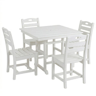 Outdoor Patio Dining Set, Square Table With Umbrella Hole And Armless Chairs