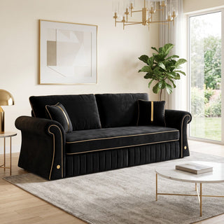 Sofa With Rolled Arms, 3 Seater Couch, Living Room Accent