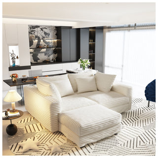 Deep Seat Convertible Sofa With Soft Pillows And Ottomans