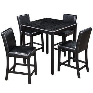 5 Pieces Counter Height Table Set, Kitchen Table With Square Table And 4 Upholstered Chairs