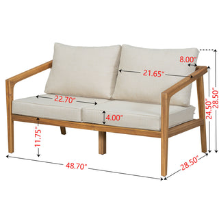 Westin - Outdoor Acacia Wood 4 Pieces Chat Set - Teak / Beige