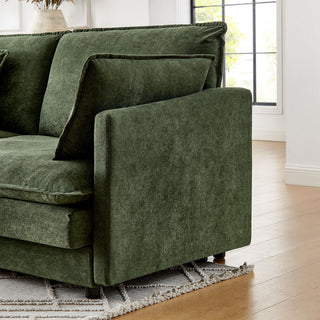 L-Shaped Sectional Sofa With Ottoman, Convertible 4 Seater Couch