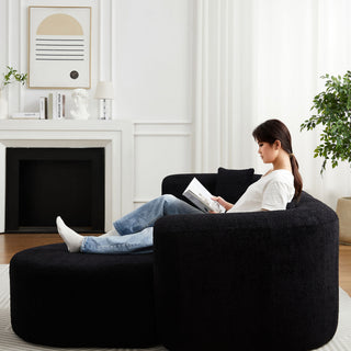 L - Shape Boneless Cloud Couch With 2 Throw Pillows For Living Room