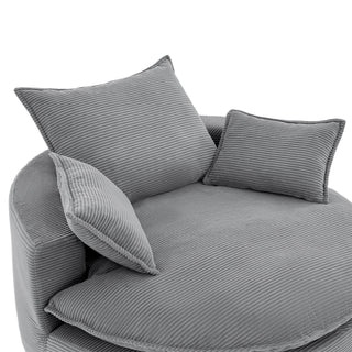 360° Swivel Accent Barrel Chair With Dual Layer Cushion And 3 Removable Pillows