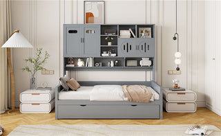 Daybed With All-In-One Cabinet And Shelf
