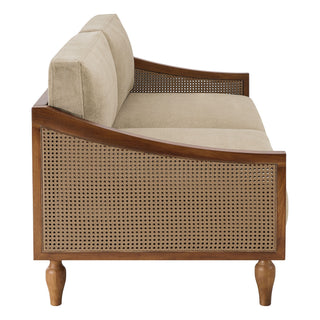 3 Seater Sofa With Rattan Armrests