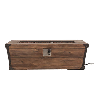Outdoor Patio Rectangle Gas Burning Fire Pit 50, 000 Btu, Wood Pattern - Brown