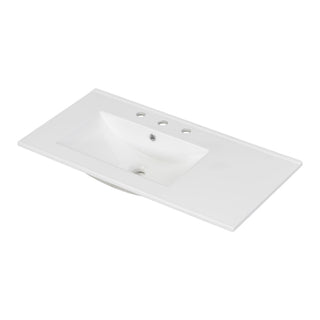 Bathroom Vanity With Ceramic Sink Combo, Abundant Storage Cabinet 2 Soft Close Doors And 5 Drawers