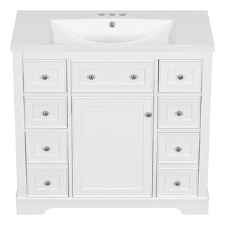 Modern Bathroom Vanity With Sink Combo, 6 Drawers And 1 Cabinet