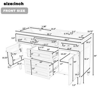 Bathroom Vanity With Double Sink, 3 Drawers, 2 Doors, Adjustable Shelves, Freestanding - White