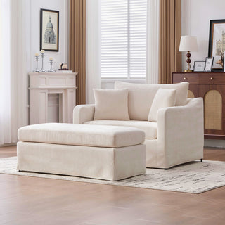 Accent Chair With Ottoman, Includes 2 Bolster Pillows