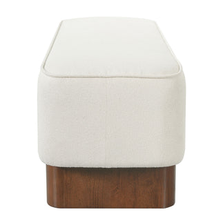 Upholstered Ottoman Bench With Thick Padded Design - Beige