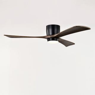 Flush Mount Blades Ceiling Fan With Lights Remote Control, Quiet DC Motor, 6 Speed, Reversible Ceiling Fan For Living Room - Matte Black