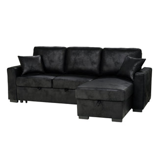 Upholstered Sectional With Pull-Out Bed And Chaise Storage