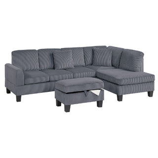 Sectional Sofa With Storage Ottoman And Pillows