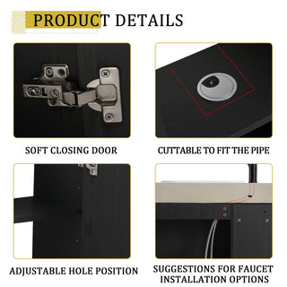 Freestanding Bathroom Vanity With Sink, Soft Close Door
