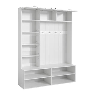Farmhouse Hall Tree & Bench And Shoe Storage