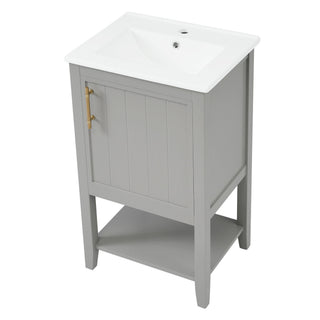 Modern Bathroom Vanity With Sink, Soft-Closing Door And Open Shelf