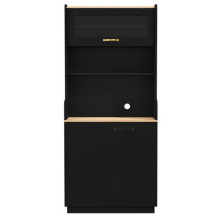 Pantry Cabinet With Hydraulic Flip Top And USB Charging Port