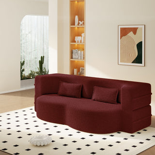Modern Floor Sleeper Sofa Bed With 2 Pillows, Convertible Twin Size Folding Mattress For Living Room