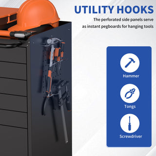 Rolling Tool Cabinet Heavy Duty Garage Storage With Lockable Doors & Drawers