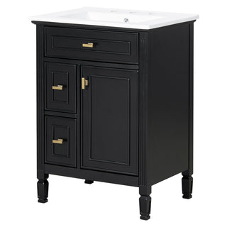 Modern Bathroom Vanity With Sink, Flip Drawer, 2 Drawers, Adjustable Shelf
