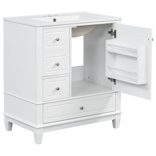Freestanding Bathroom Vanity With Sink, Soft Close Door, 3 Drawers
