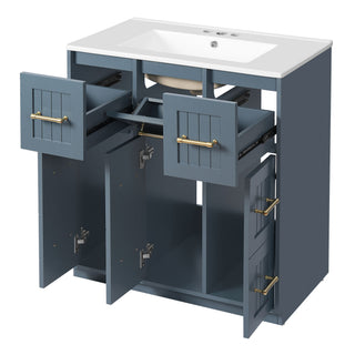 Bathroom Vanity With Undermount Sink, Soft-Close Doors, Drawers, Ceramic Sink
