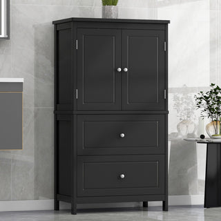 Bathroom Storage Cabinet With 2 Doors And Drawers, Adjustable Shelf