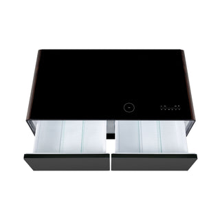 Modern Smart Coffee Table With Built-In Fridge, tooth Speaker, Wireless Charging Module, Touch Control Panel, Power Socket, USB Interface, Outlet Protection, Atmosphere Light