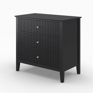 Fluted 3 Drawer Nightstand With Soft Close Slides