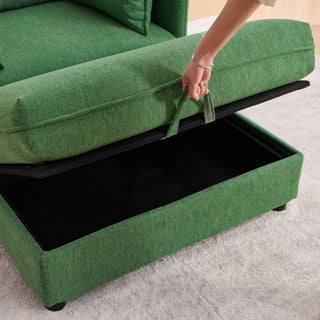 Oversized Deep Seat Accent Chair With Matching Storage Ottoman & Throw Pillows