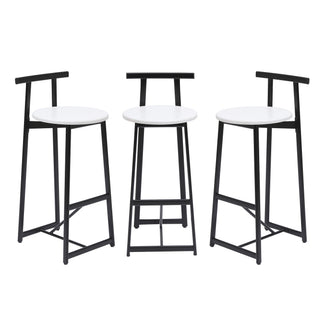 Modern Bar Stools With Backrest For Kitchen (Set of 3)