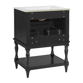 Bathroom Vanity With Sink, 2 Drawers Storage Cabinet, Open Shelf