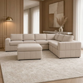 Oversized Modular Sectional Sofa, Reversible With Ottoman