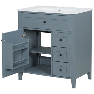Bathroom Vanity With Sink, 3 Drawers And Adjustable Shelf