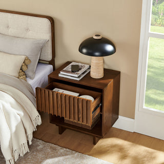 Nightstand With Hidden Charging Station USB Ports & Outlet Hole