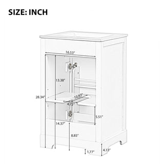 20" Bathroom Vanity With Sink, Soft Closing Cabinet Door, Adjustable Shelf & Storage Rack - White