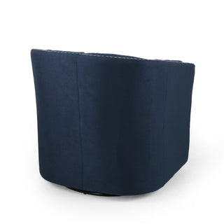 Modern Upholstered Swivel Club Chair With Nailhead Trim
