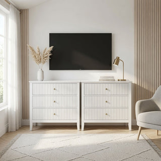 3 Drawer Nightstand, Wide With Soft Close Slides - White