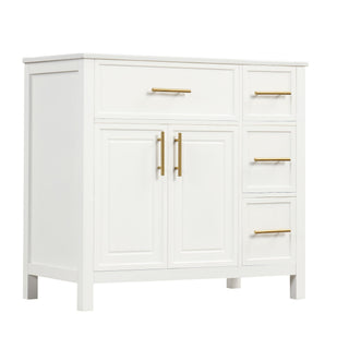 Modern Bathroom Vanity With Sink Top, 2 Doors And 3 Drawers