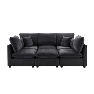 Modern Sectional Sofa U-Shaped With Movable Ottoman Storage Armrests And USB Ports