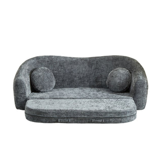 Curved Convertible Sofa, 2 In 1 Frameless Folding Sofa Bed With Pull Out Base And Deep Seat