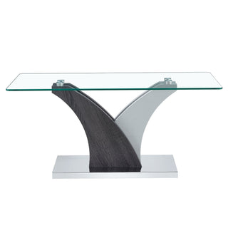 Artistic Rectangular Coffee Table With Tempered Glass Countertop
