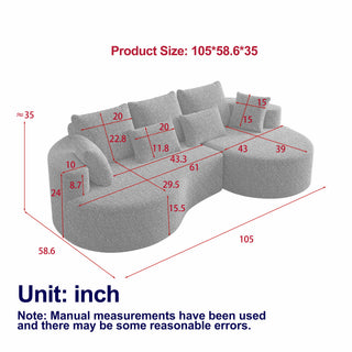 Curved Oversized Sectional Sofa With Extra Deep Seat