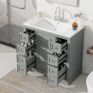 Modern Bathroom Vanity With Sink Combo, 6 Drawers And 1 Cabinet