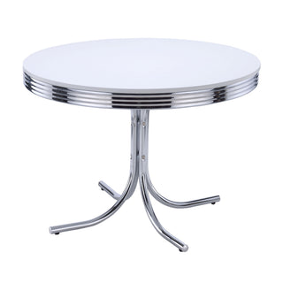 Marla - 5 Piece Dining Set With Round Table And Upholstered Chairs - White