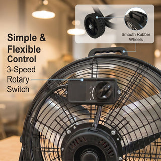 Drum Fan With Pure Copper Wiring Motor And Blades - Black