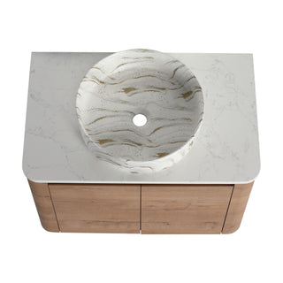 Wall Mounted Bathroom Vanity With Art Sink, 1 Soft Close Door