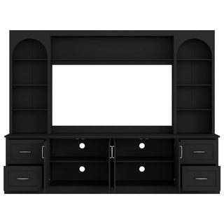 Arched Entertainment Center Wall Unit With Drawers, TV Stand